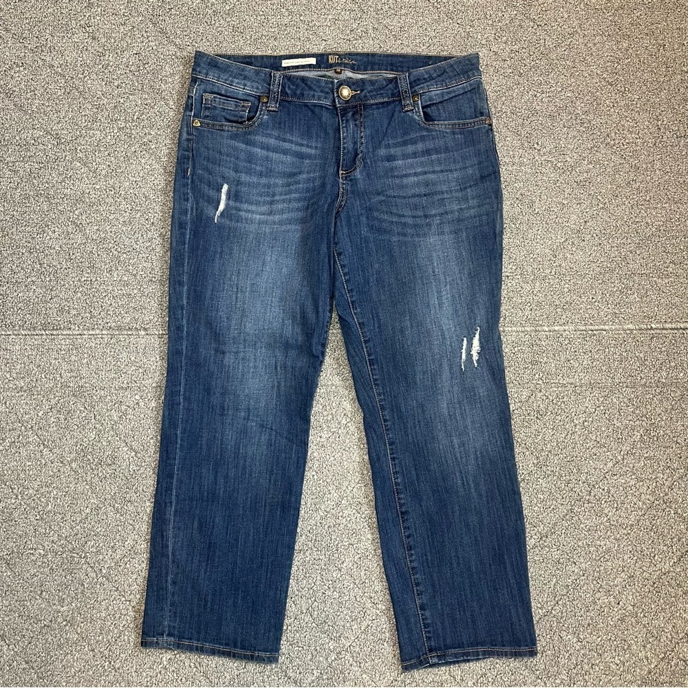 Kut From The Kloth Maggie Skinny Boyfriend Distressed Jeans Size 10 Cropped